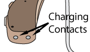 Rechargeable hearing aid charging point